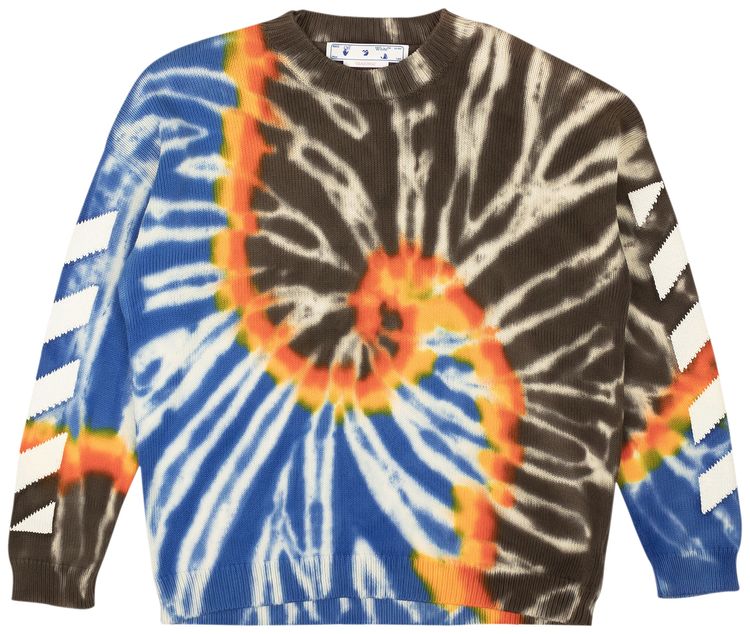 Off White Diag Tie Dye Knit Crewneck BlackWhite