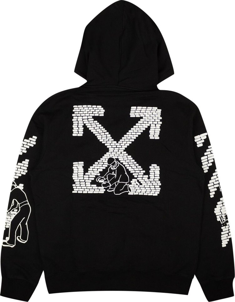 Off White Bricks Slim Hoodie BlackWhite