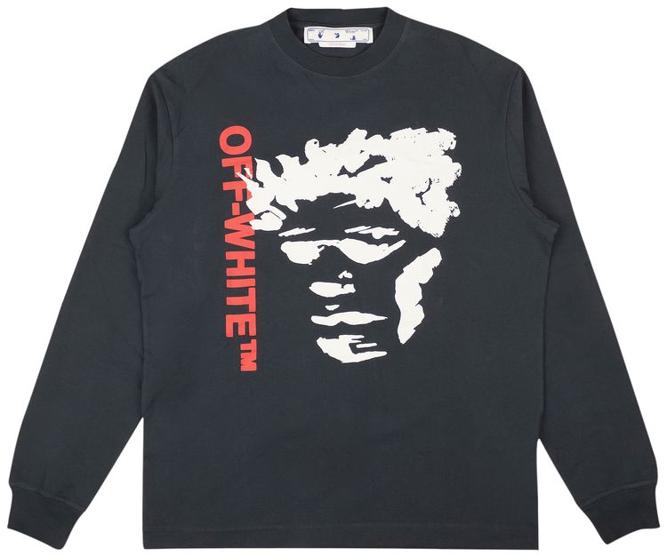 Off White Face Arrow Skate Long Sleeve Tee Outer SpaceWhite