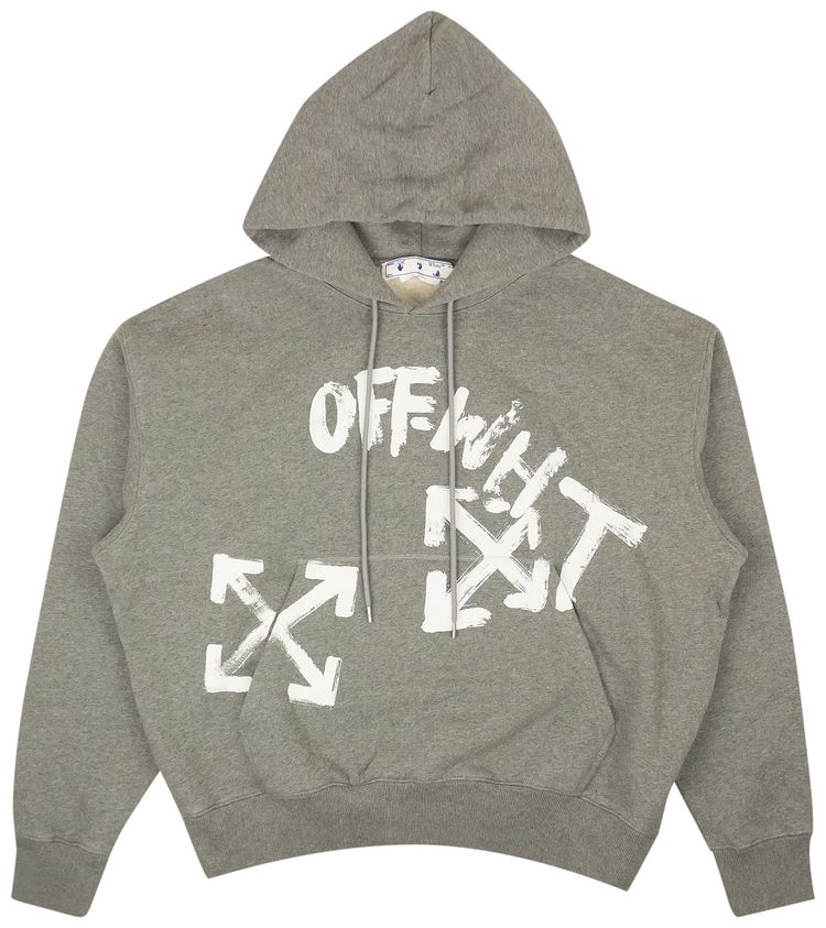 Buy OffWhite Paint Script Skate Hoodie 'Melange Grey/White' OMBB085F22FLE0060801 GOAT