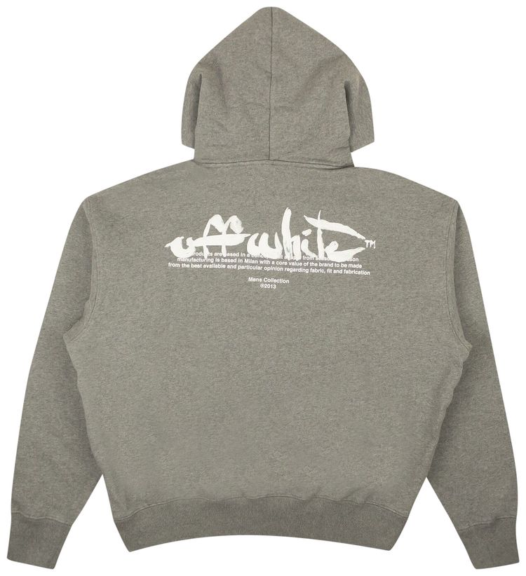 Off White Paint Script Skate Hoodie Melange GreyWhite