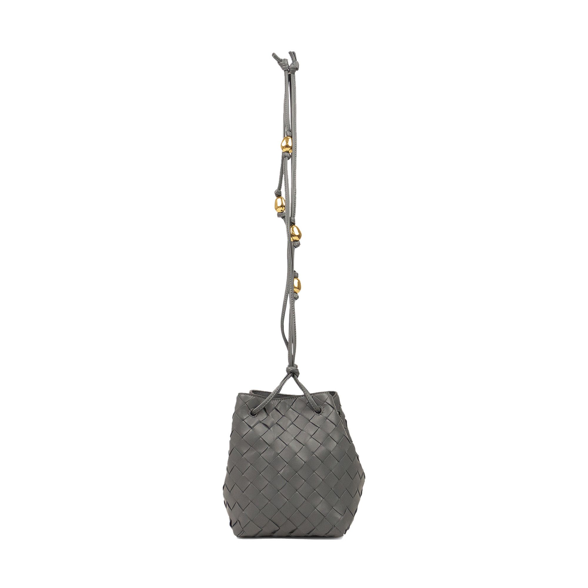 Buy Bottega Veneta Leather Crossbody Bucket Bag 'Grey