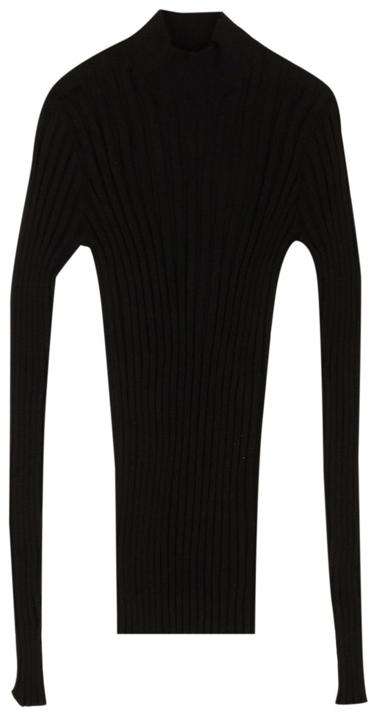 Bottega Veneta Ribbed Wool Mockneck Sweater Black
