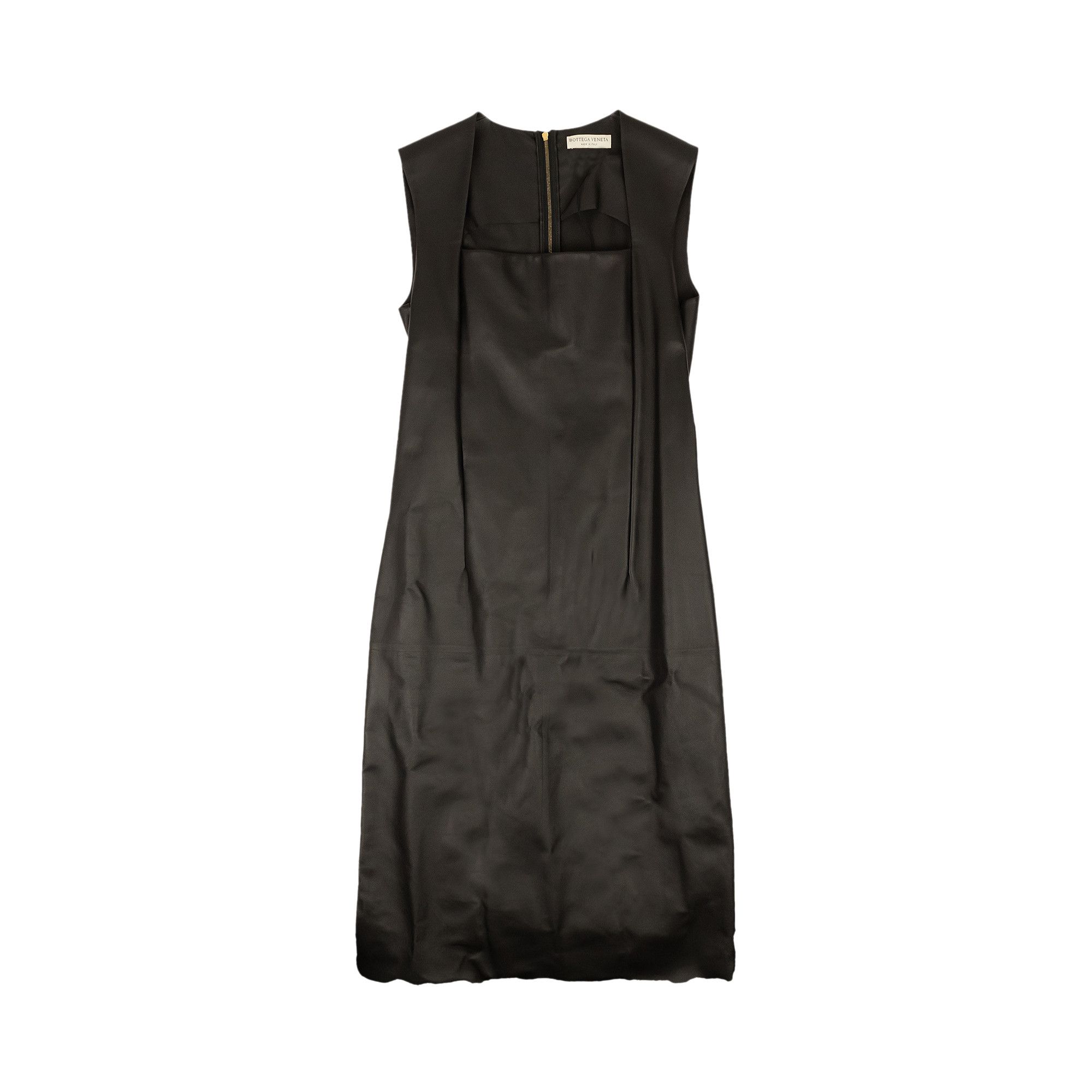 Size 6 Bottega Veneta Lamb Leather Sleeveless Jumper Dress Black