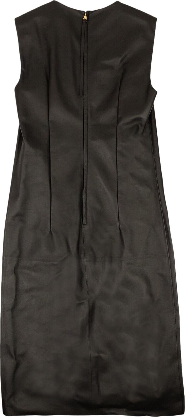 Bottega Veneta Lamb Leather Sleeveless Jumper Dress Black