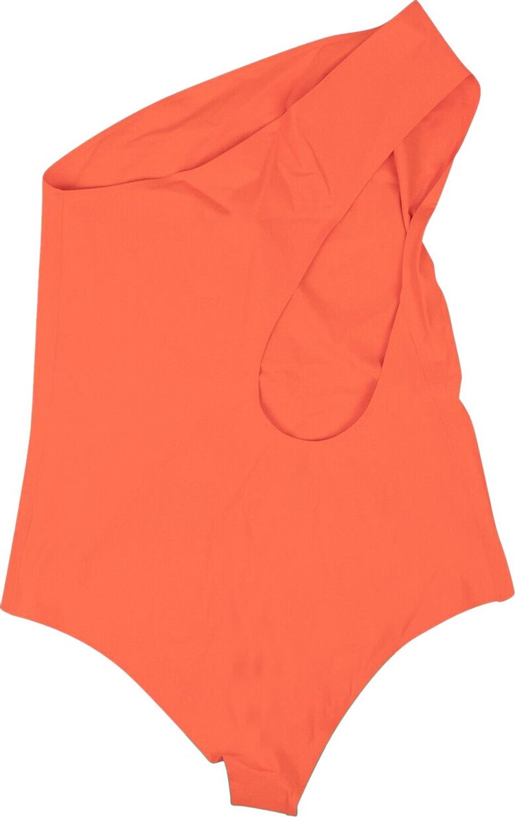 Bottega Veneta One Shoulder Swimsuit Orange