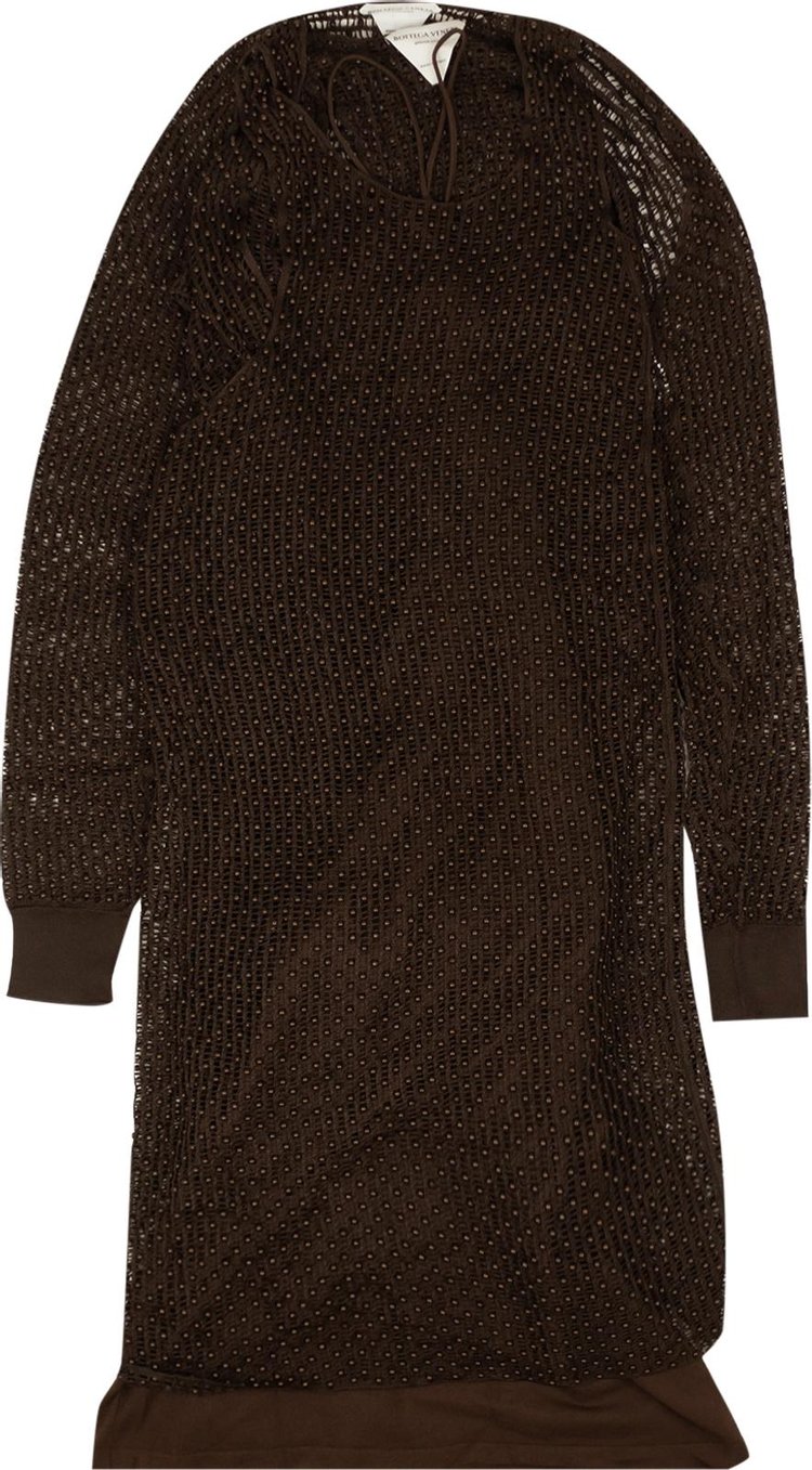 Bottega Veneta Beaded Mesh Knit Dress Set 'Brown'