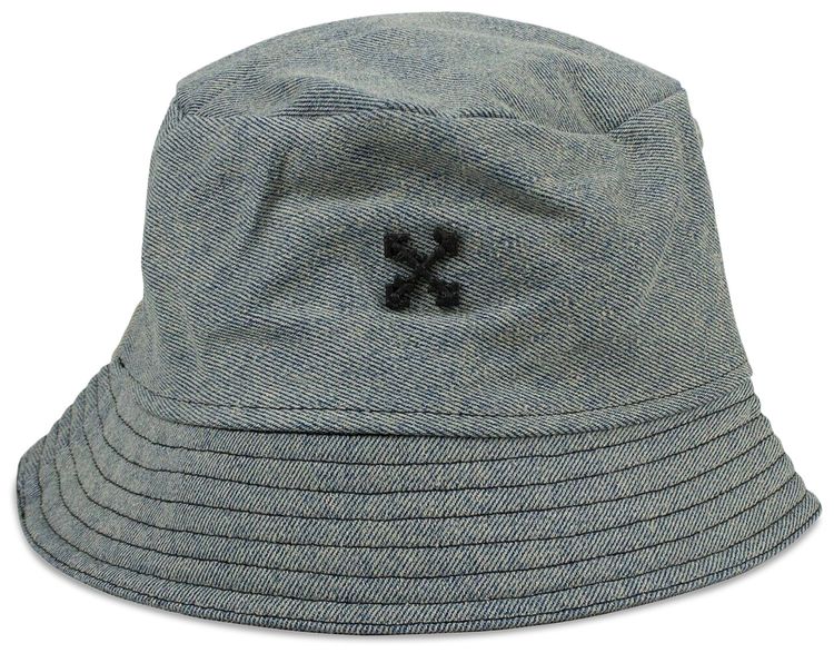 Off White Applique Denim Bucket Hat Blue