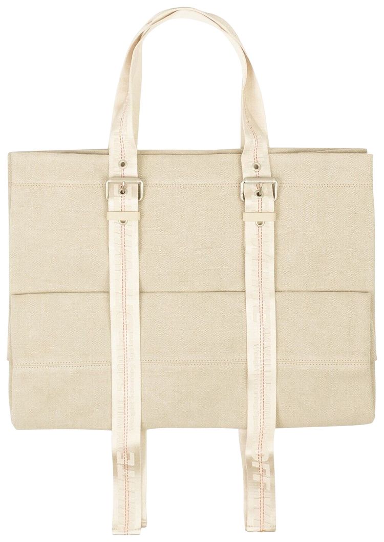 Off White Canvas Industrial Tote Bag White