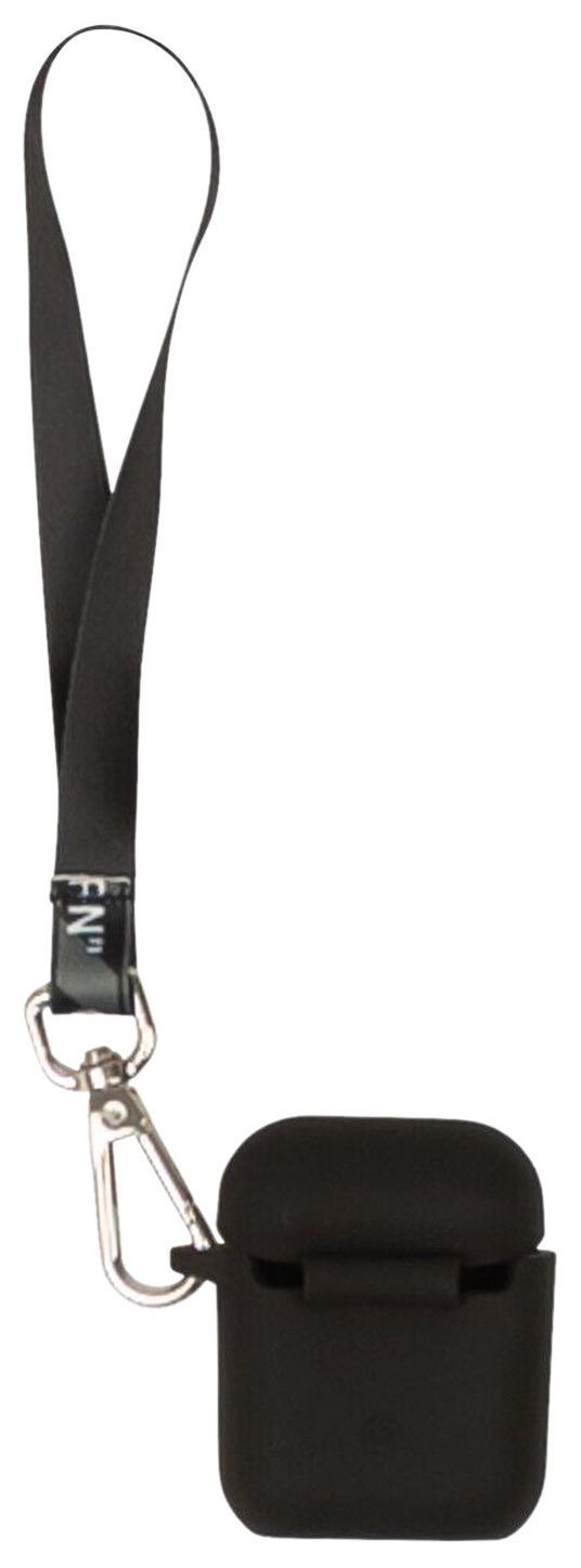 Off White Logo Airpods Case Black