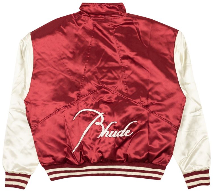 Rhude Embroidered Logo Varsity Pullover Jacket Burgundy