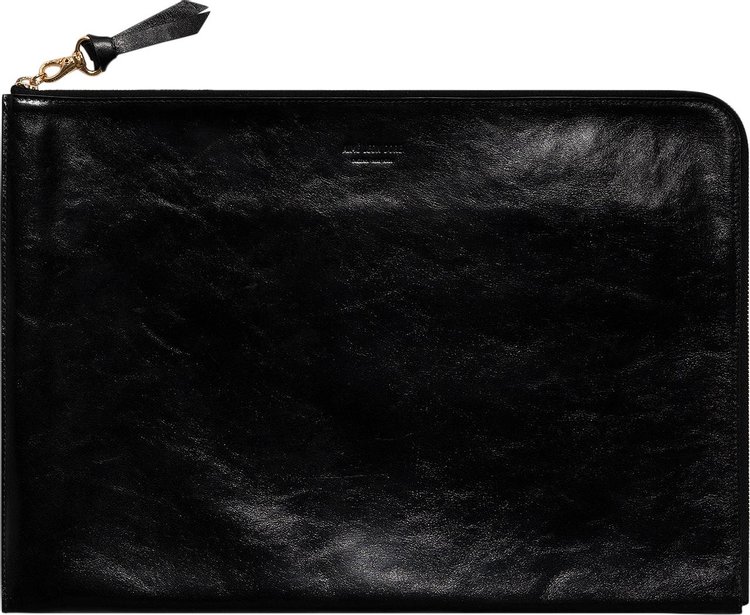 Aime Leon Dore Debossed Logo Medium Leather Pouch Nero