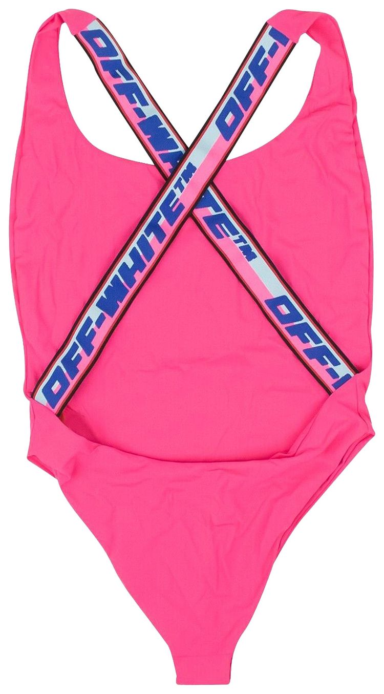 Off White Tape Swimsuit Fuchsia