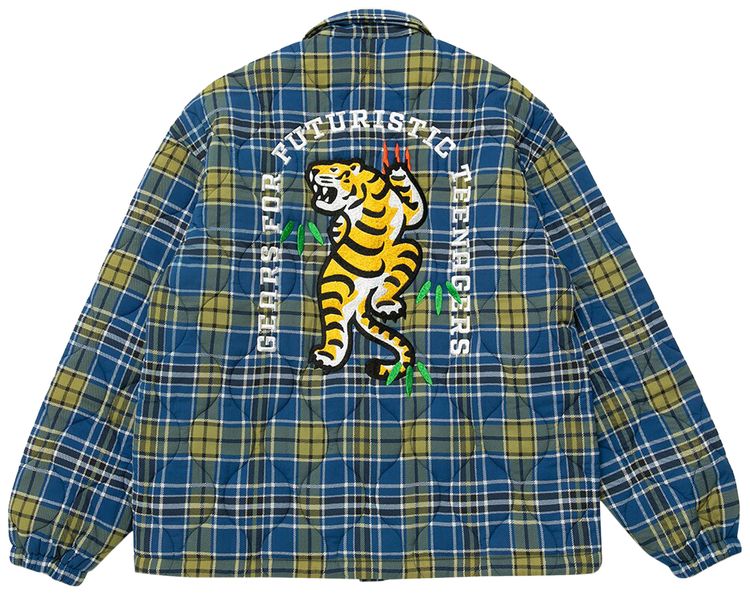 Human Made Quilted Check Coach Jacket Blue