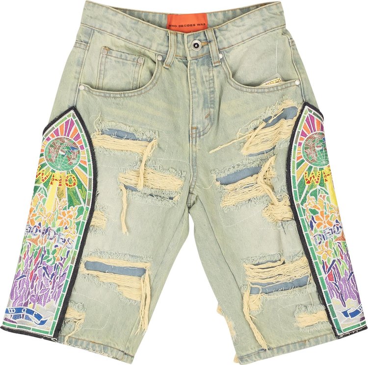 Buy Who Decides War Cathedral Patch Denim Shorts 'Blue' - 2637 ...