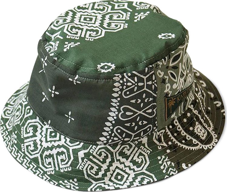 Kapital Bandana Patchwork Bucket Hat (Short Brim) 'Khaki'