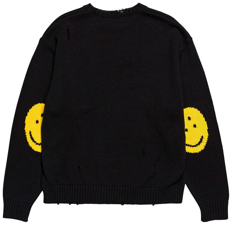 Kapital 5G Knit Rainbowy Patch Crew Sweater Black