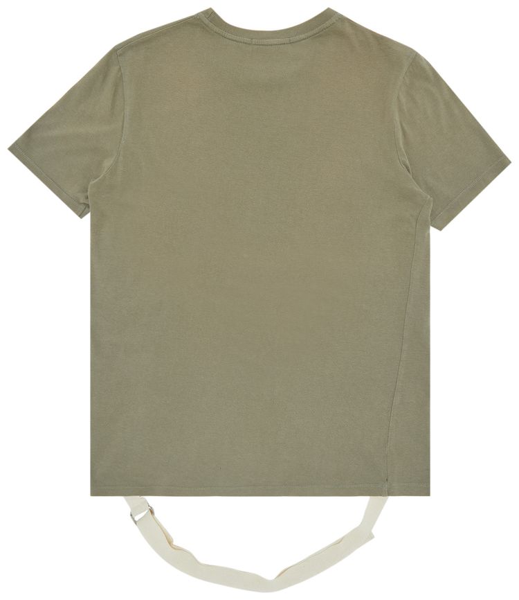 Vintage Helmut Lang Bondage Strap T Shirt OliveWhite