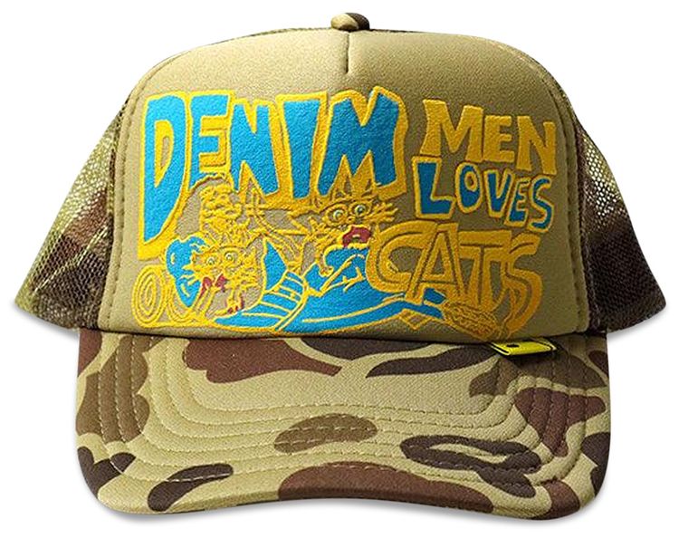 Kapital Camo Denim Loves Cats Truck Cap Yellow