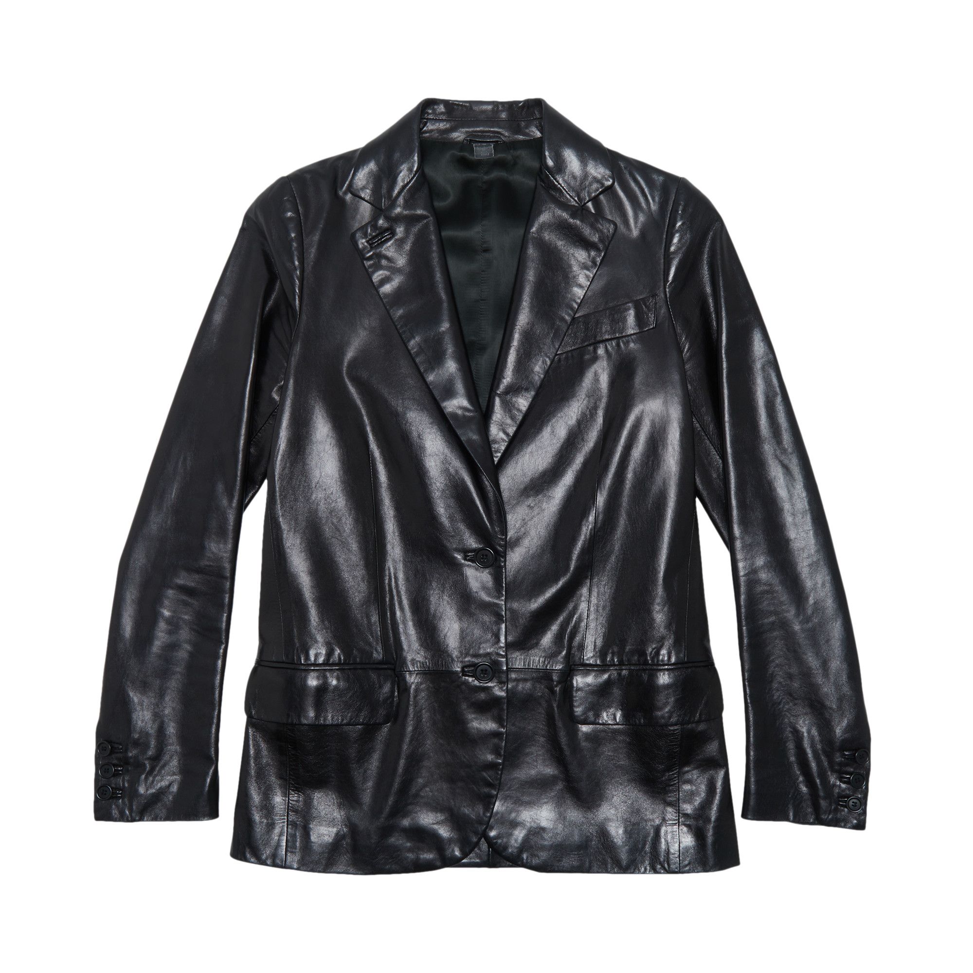 Buy Vintage Helmut Lang Tailored Leather Jacket Black 0600