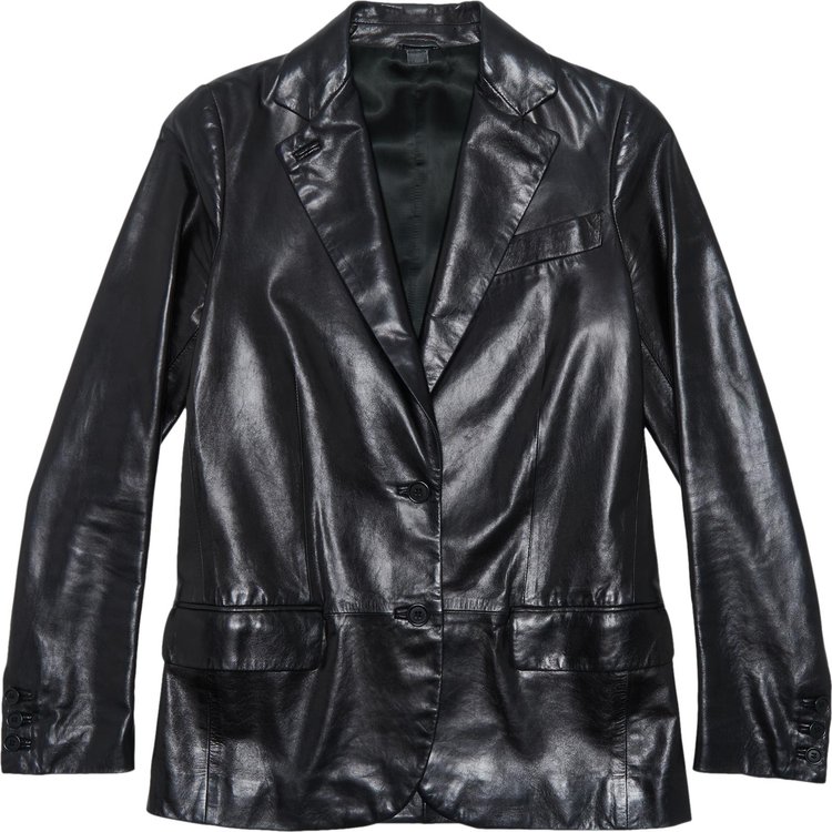 Vintage Helmut Lang Tailored Leather Jacket 'Black'