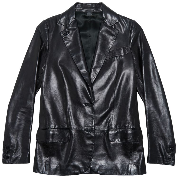 Vintage Helmut Lang Tailored Leather Jacket Black