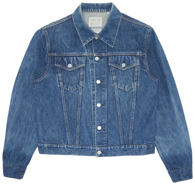 Vintage Helmut Lang 2 Pocket Broken Classic Raw Denim Jacket Blue