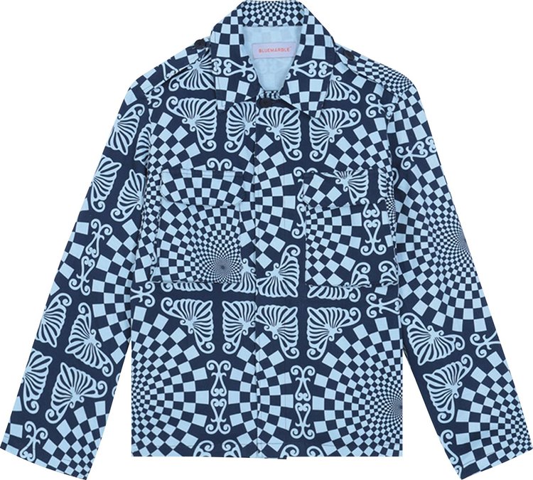 BLUEMARBLE Folk Checkerboard Print Overshirt 'Blue'
