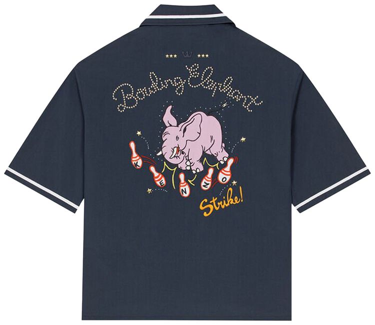 Kenzo Bowling Elephant Hawaian Shirt Midnight Blue