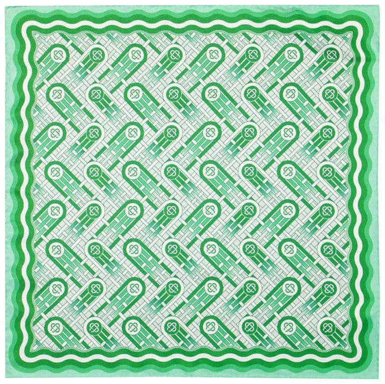 Casablanca Small Silk Twill Scarf Green Ping Pong Monogram