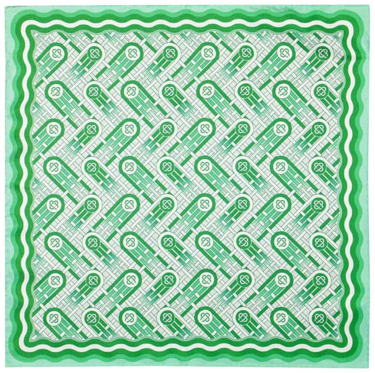 Casablanca Small Silk Twill Scarf 'Green Ping Pong Monogram'