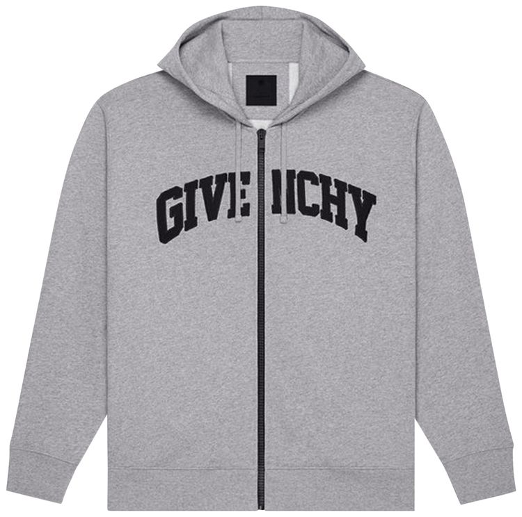 Givenchy Classic Fit Zipped Hoodie Light Grey Melange