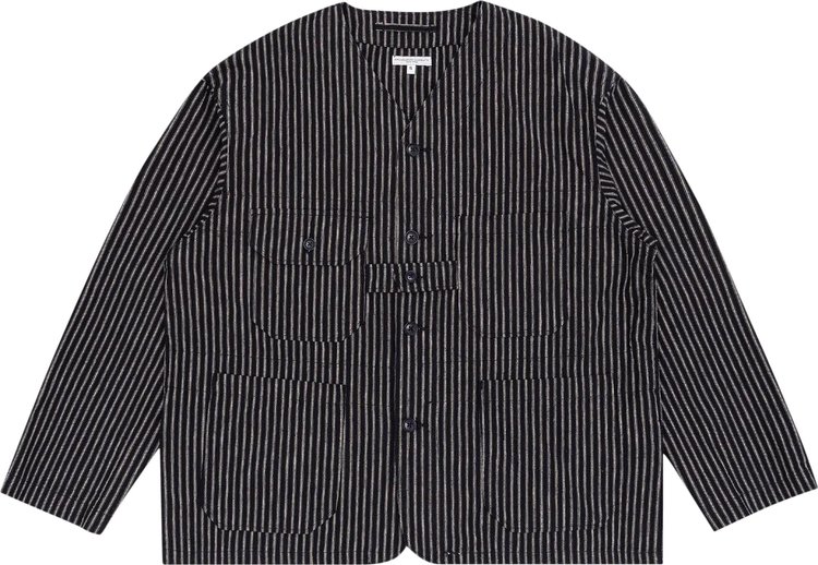Engineered Garments LC Stripe Cardigan Jacket 'Navy/Grey'