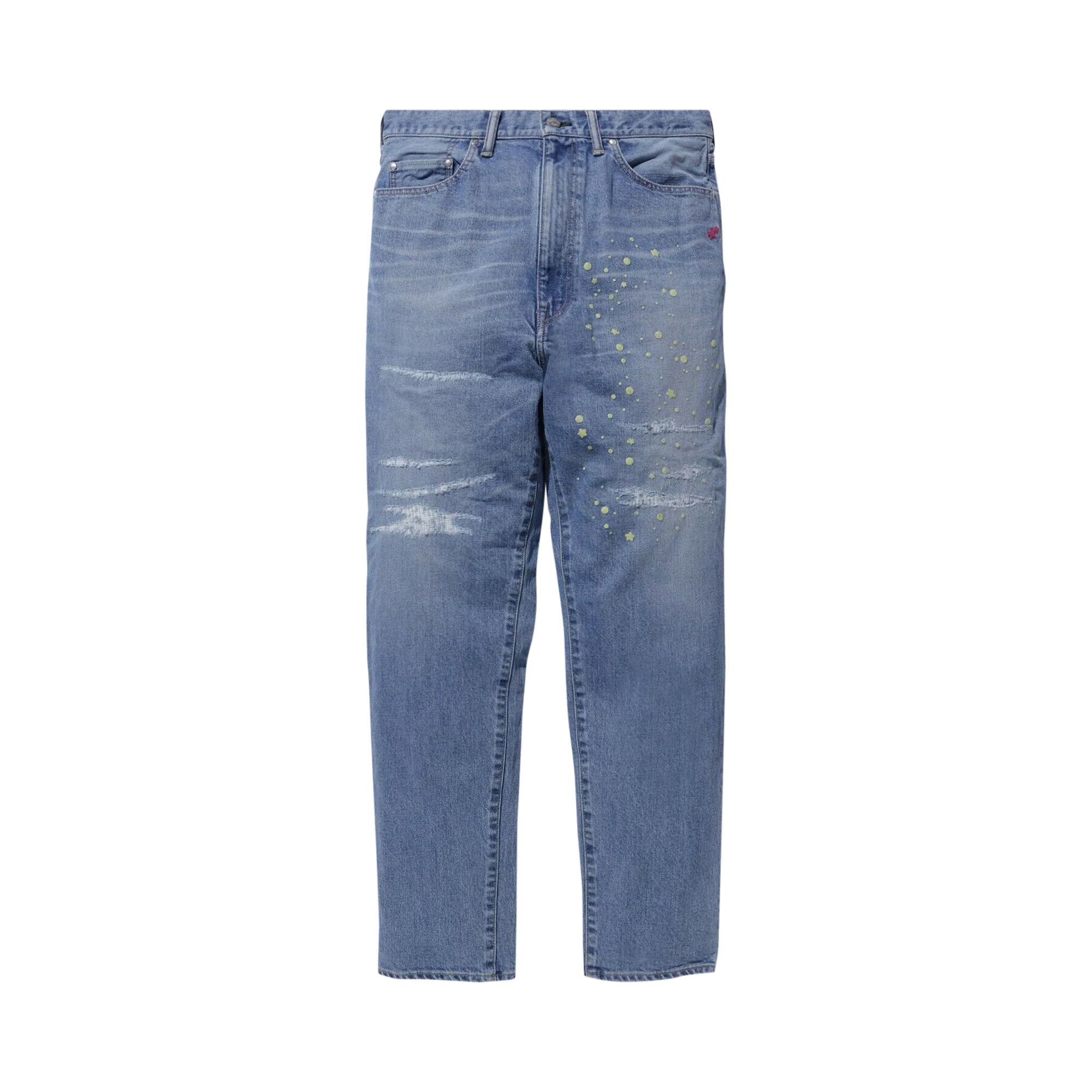 Buy BAPE x Kid Cudi Damaged Denim Pants Light Indigo 1G73 150