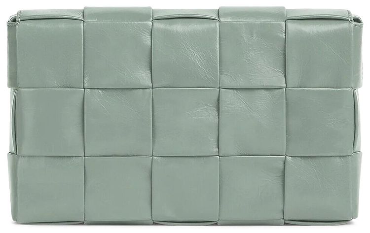 Bottega Veneta Intreccio Leather Cassette Bag New SaugeSilver