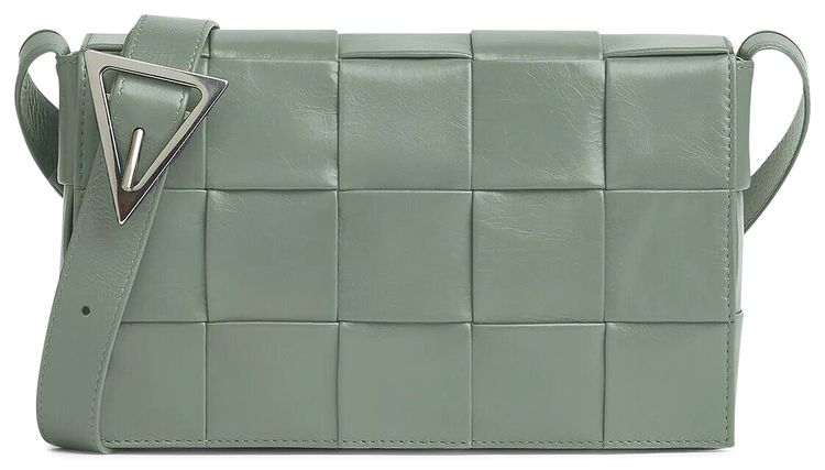 Bottega Veneta Intreccio Leather Cassette Bag New SaugeSilver