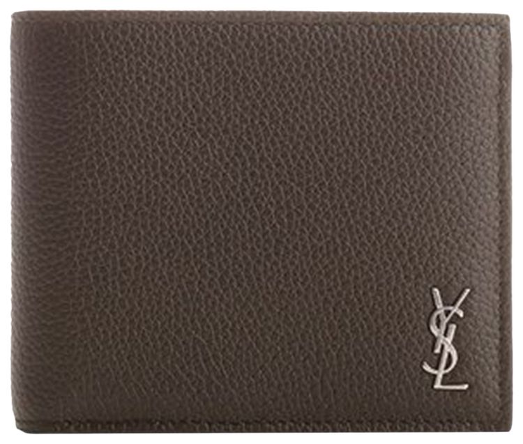 Saint Laurent Logo Plaque Bifold Wallet Dark Khaki