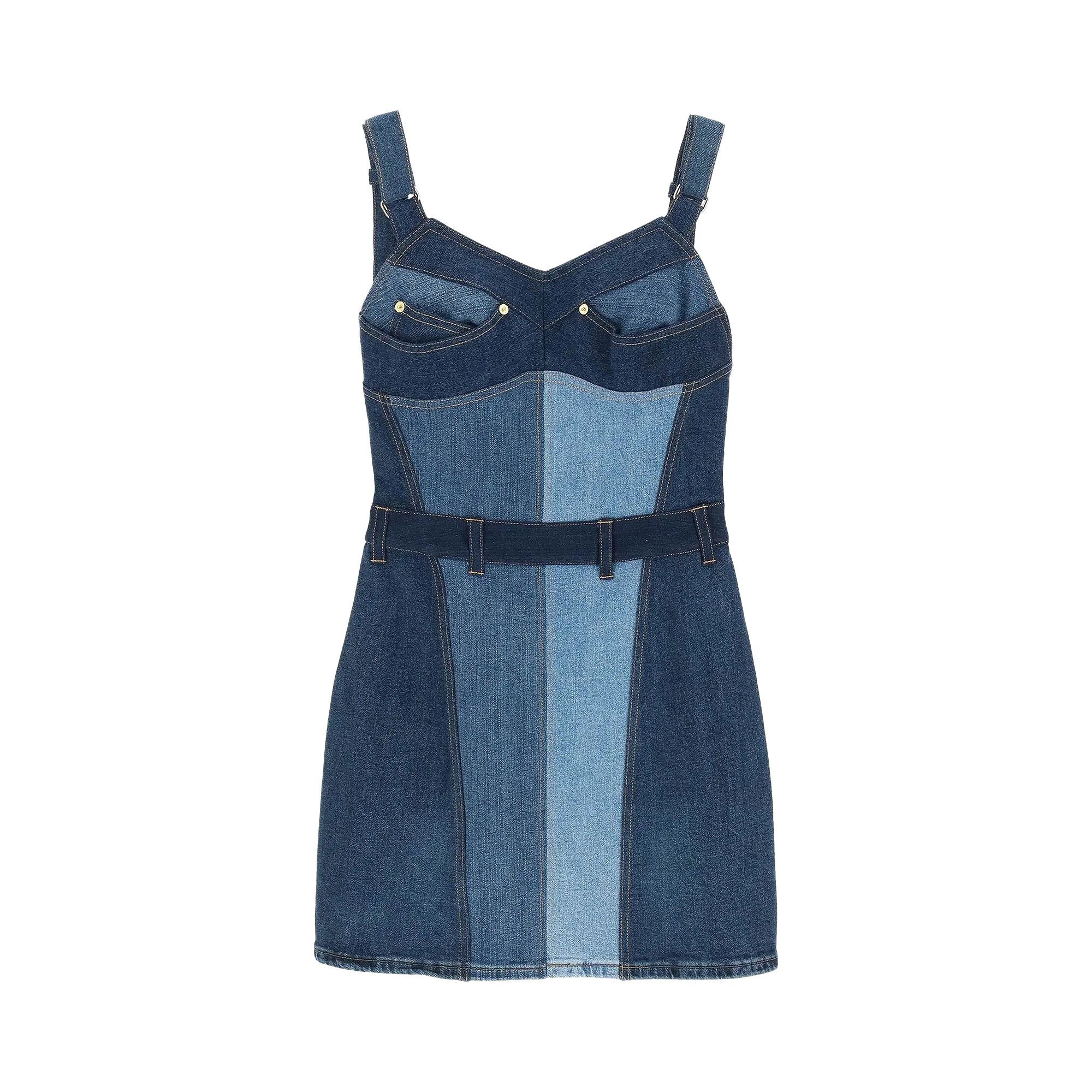 Buy Marine Serre Patchwork Denim Mini Dress 'Blue