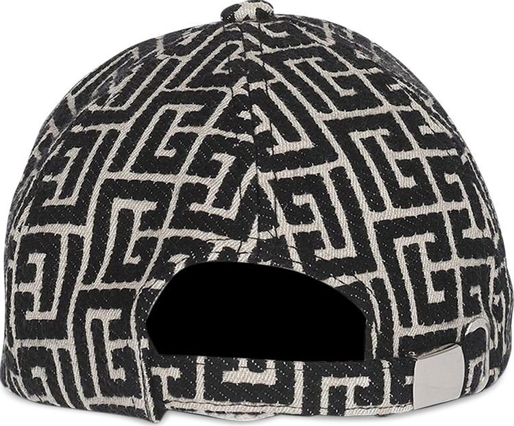 Balmain Monogrammed Jacquard Cap IvoryBlack