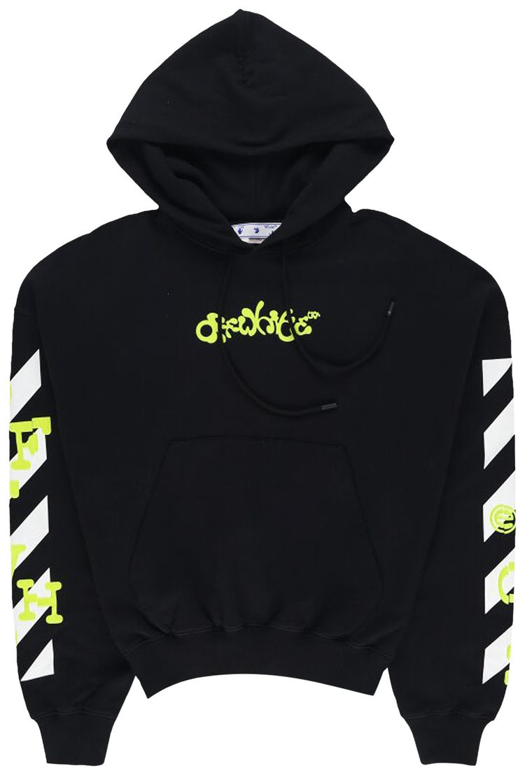 Off White Opposite Arrow Boxy Hoodie BlackLime
