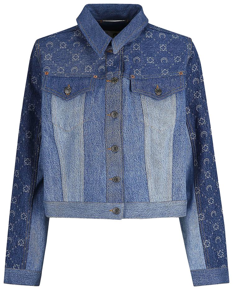 Marine Serre Regenerated Denim Moonogram Jacket Medium Dark Blue