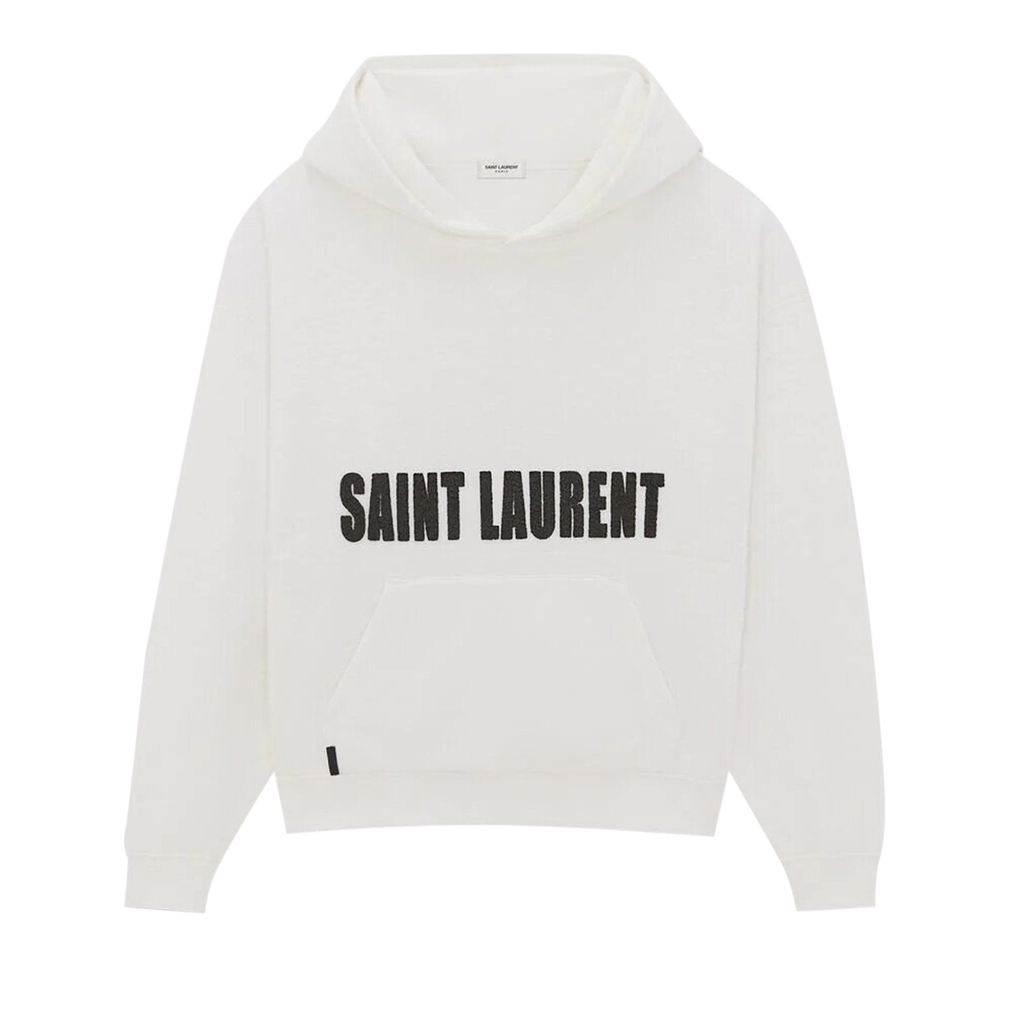 Buy Saint Laurent Logo Print Hooded Sweatshirt 'Natural/Black