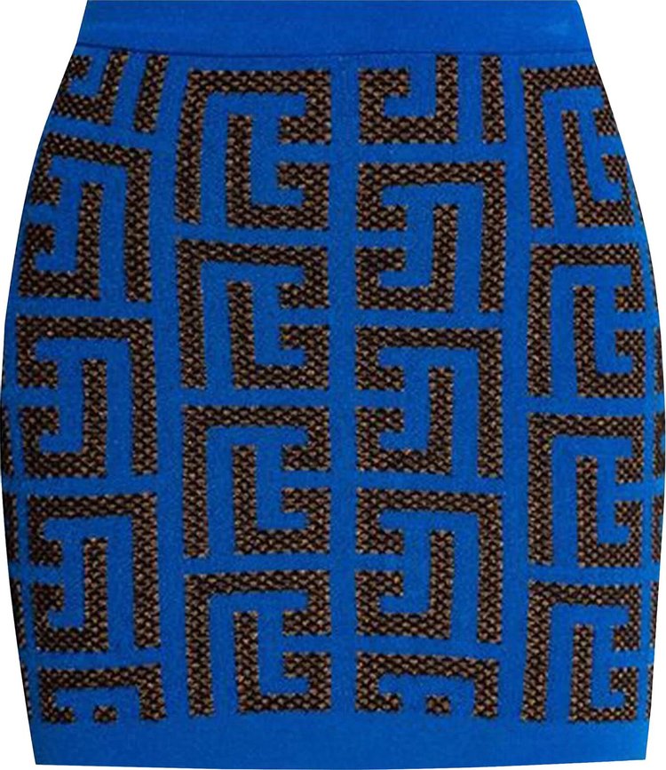 Balmain Monogram Patterned Mini Skirt 'Blue/Black'
