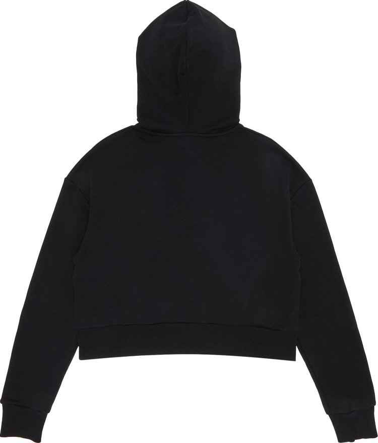 Balmain Flock Detail Cropped Hoodie NoirBlanc