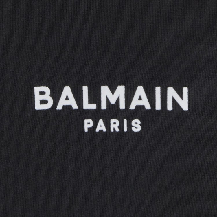 Balmain Flock Detail Cropped Hoodie NoirBlanc