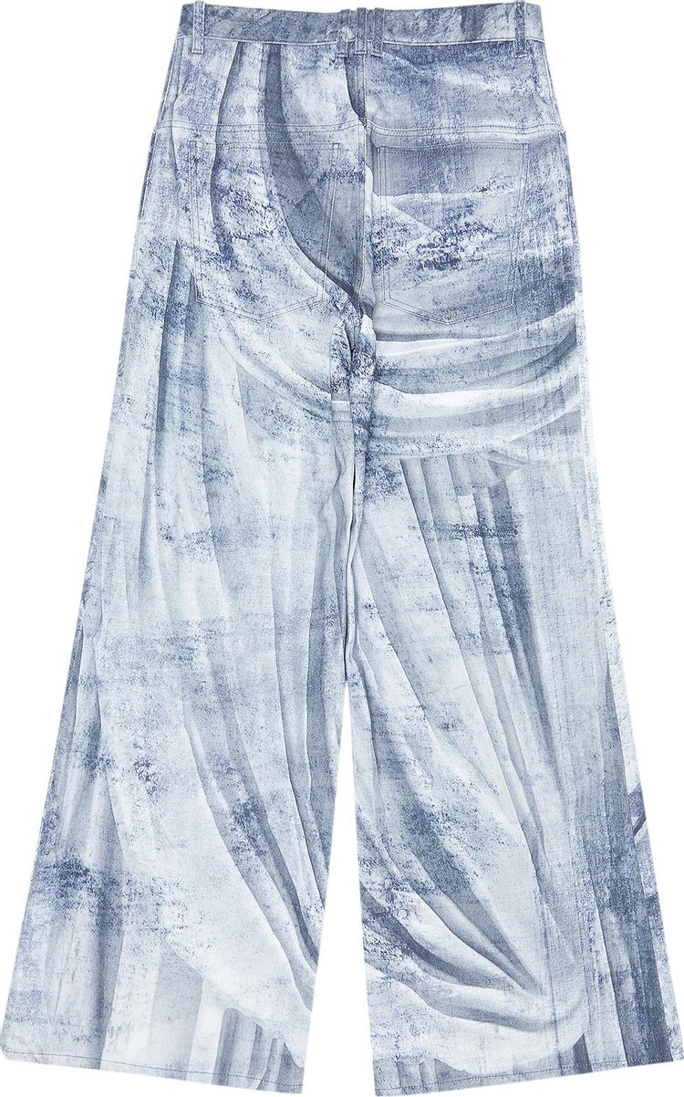 Balmain Statue Printed Loose Denim Pants BlueGris