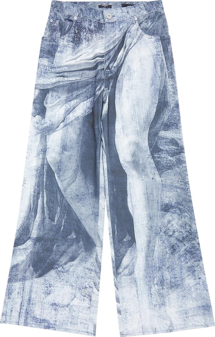 Balmain Statue Printed Loose Denim Pants 'Blue/Gris'