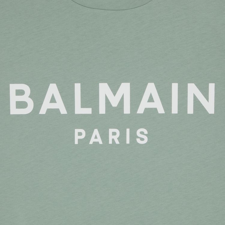 Balmain Printed T Shirt Vert JadeNatural