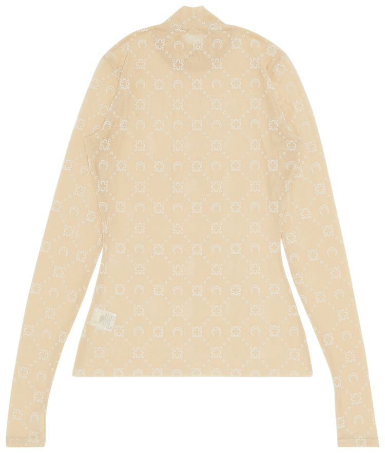 Marine Serre Moonogram Flocked Mesh Second Skin Top White On Beige