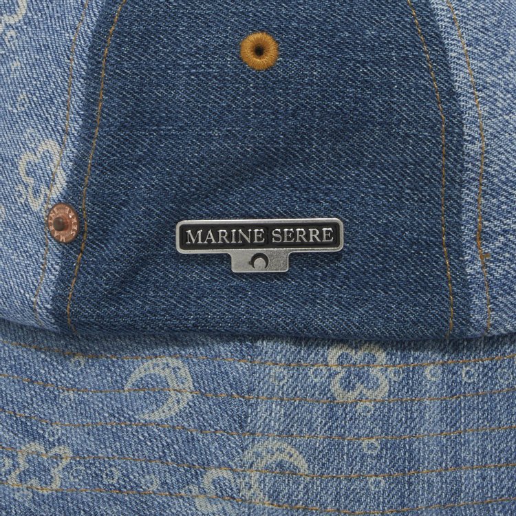 Marine Serre Regenerated Denim Moonogram Bell Hat Medium Dark Blue Moonogram